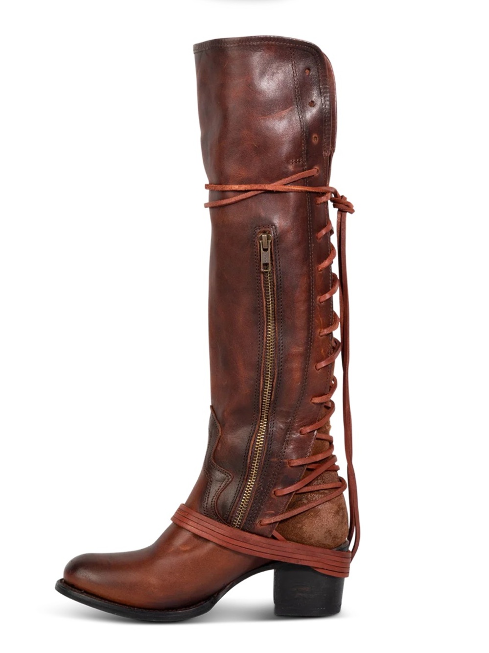Freebird Coal Talk Leather Boots in Cognac - Picture 3 of 15